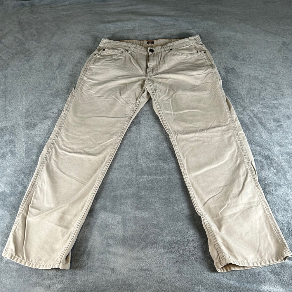 Ridgecut Toughwear Mens 36x32 Khaki Utility Work Pants Canvas Tool Pocket Tan